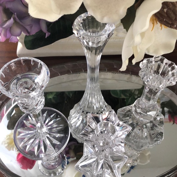 4 vintage crystal candle holders - Picture 5 of 5
